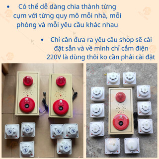 {Có Kiểm Định}Bộ Báo Cháy Tự Động Không Dây Với Nút Nhấn,Đầu Báo-Có acquy-mất điện vẫn dùng được