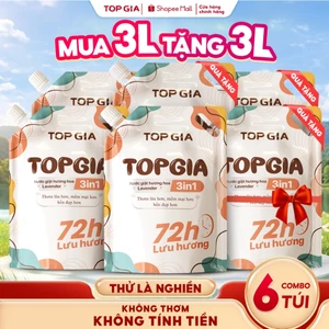 Nước Giặt Xả TopGia 3in1 Hương Lavender Dịu Nhẹ, Đánh Bay Vết Bẩn, Lưu Hương Bền Lâu, Túi 1L
