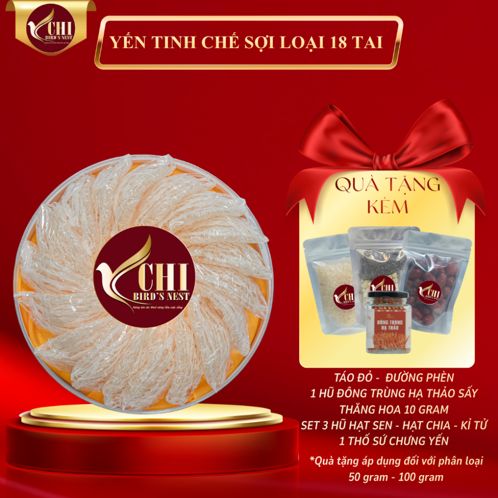 Tổ Yến Tinh Chế Sợi Loại 18 Tai , Nguyên Chất 100% - Yến Chi - Yến Tinh Chế