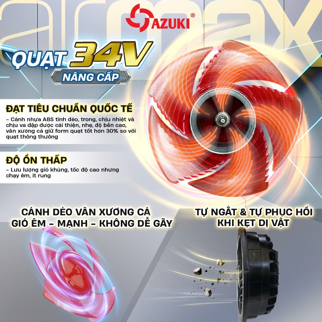 [HOT NHẤT 2026] Bộ phụ kiện áo điều hòa Azuki EXTRA X12 - Dung Lượng  30000mah, Công suất 34V Siêu Mạnh Mẽ. BH 12 tháng