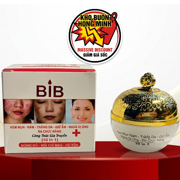 Kem Face BIB Chính Hãng [Trắng Đỏ] - Hỗ Trợ Ngừa Nám, Tàn Nhang, Giữ Ẩm Và Mịn Da 10In1