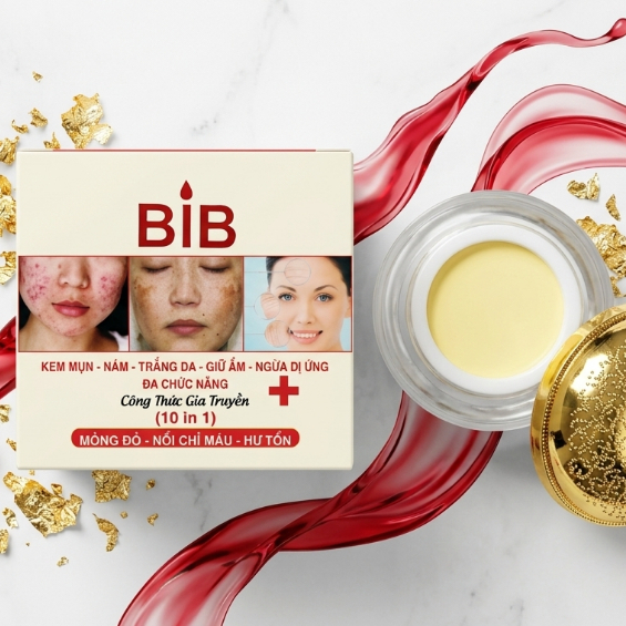 Kem Face BIB Chính Hãng [Trắng Đỏ] - Hỗ Trợ Ngừa Nám, Tàn Nhang, Giữ Ẩm Và Mịn Da 10In1