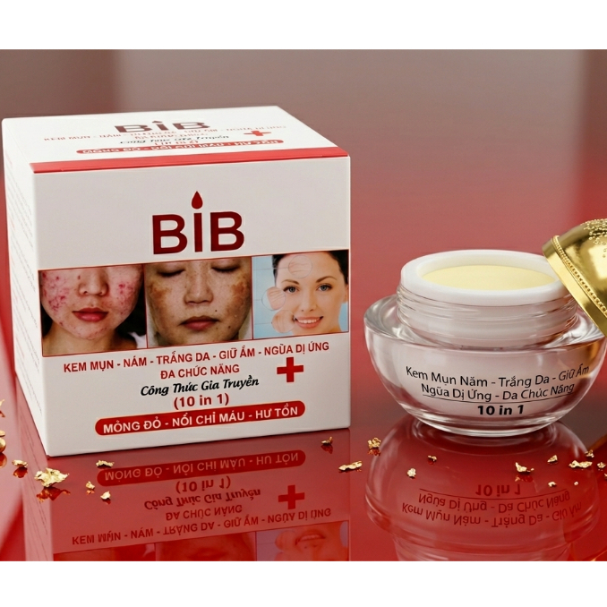 Kem Face BIB Chính Hãng [Trắng Đỏ] - Hỗ Trợ Ngừa Nám, Tàn Nhang, Giữ Ẩm Và Mịn Da 10In1