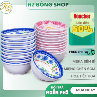 Set 10 Chén Châm Meka Hoạ Tiết Hoa Đẹp Mắt