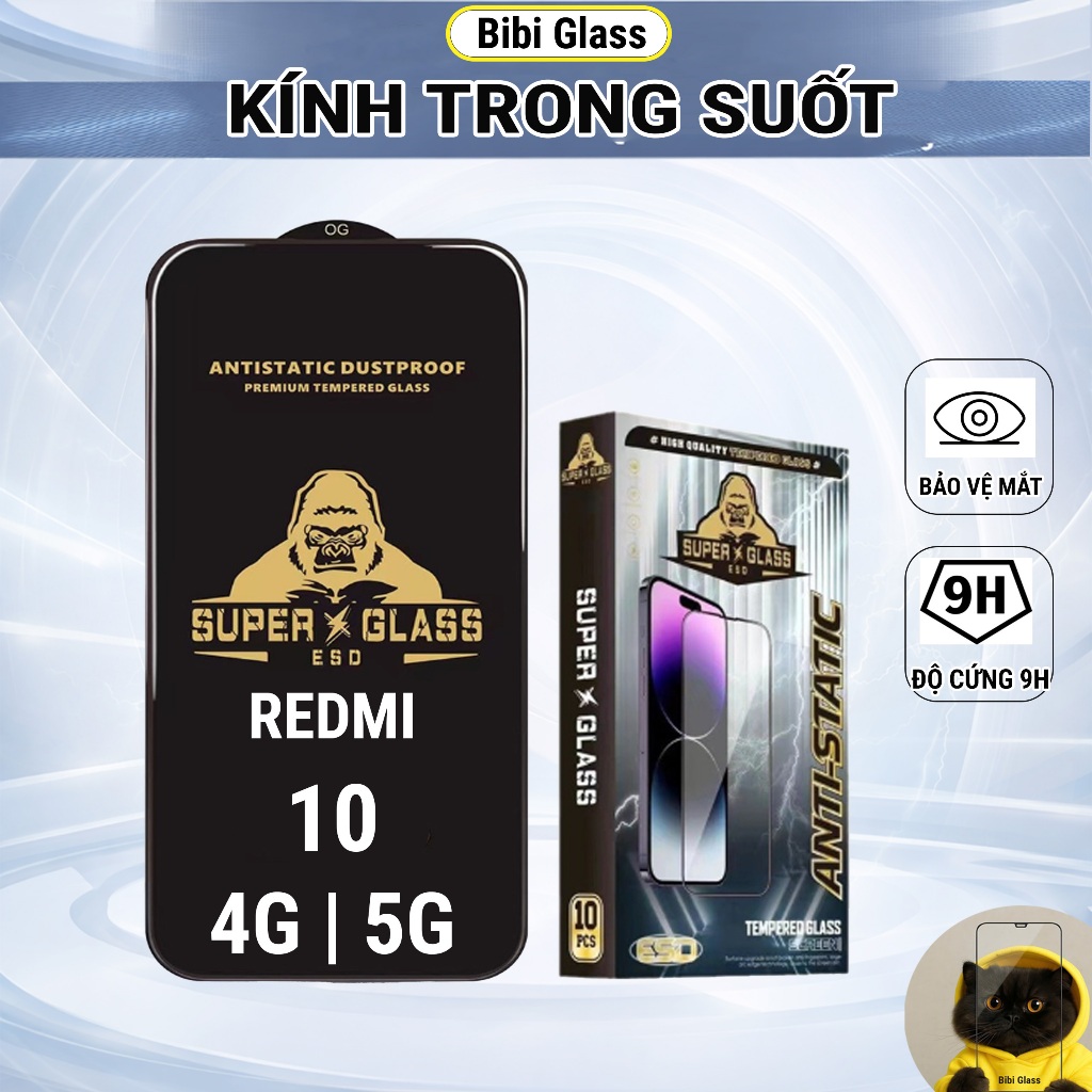 Kính cường lực Redmi 10 4G|5G cao cấp thế hệ mới full màn miếng dán bảo vệ màn hình đt bibi