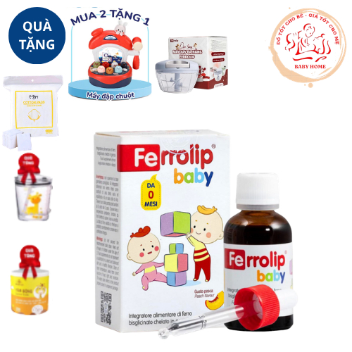 Ferrolip baby sắt hữu cơ nhỏ giọt vị đào cho bé - hỗ trợ tạo hồng cầu giúp giảm nguy cơ thiếu máu chai 30ml chính hãng
