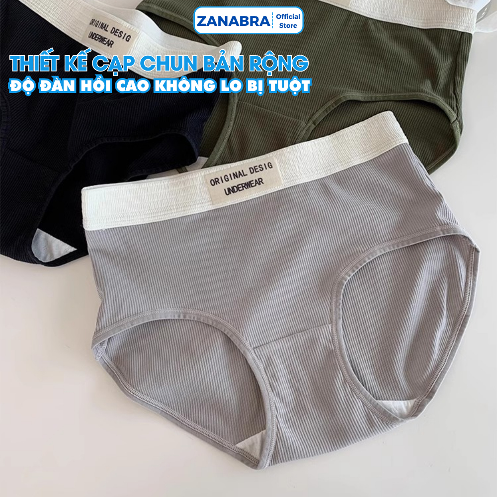 Quần lót nữ cotton gân tăm co giãn 4 chiều - Quần chip nữ lưng chun đáy may 2 lớp ZANABRA L1226
