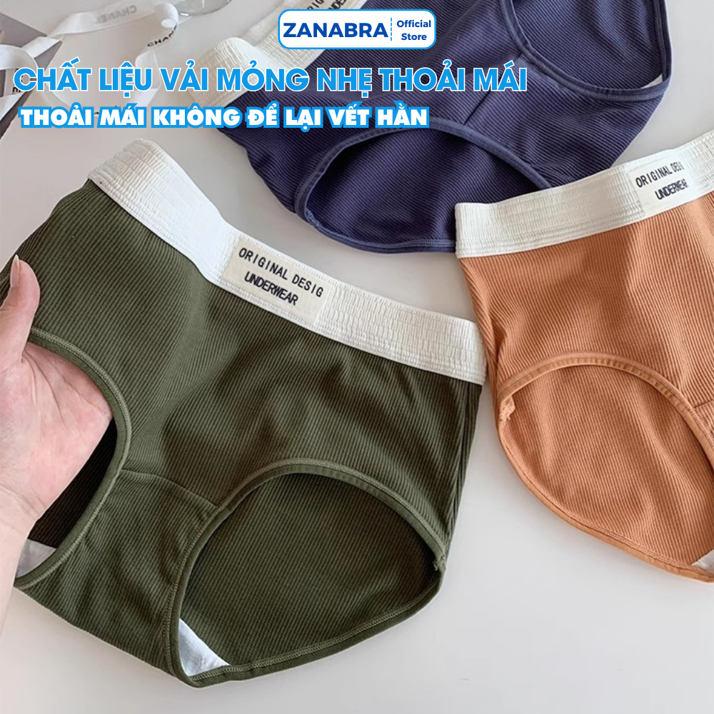 Quần lót nữ cotton gân tăm co giãn 4 chiều - Quần chip nữ lưng chun đáy may 2 lớp ZANABRA L1226