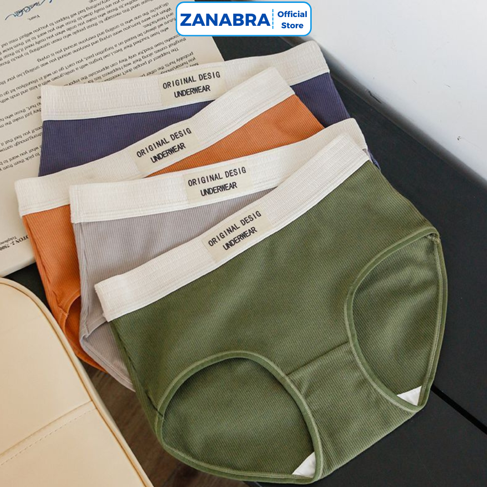 Quần lót nữ cotton gân tăm co giãn 4 chiều - Quần chip nữ lưng chun đáy may 2 lớp ZANABRA L1226