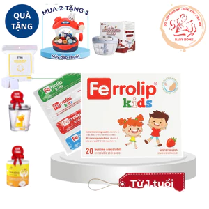 Ferrolip kids cho trẻ từ 3-12 tuổi hộp 20 gói + quà tặng
