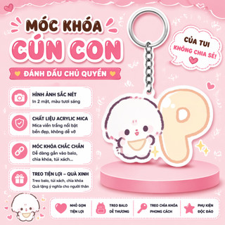 Cún con Móc Khóa Ba Lô Bảng Chữ Cái Chất Liệu Acrylic Mica 2 Mặt