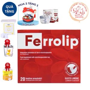 Sắt Bột Ferrolip Tan Ngay Trong Miệng săt sinh học cho bà bầu Hộp 20 gói chính hãng