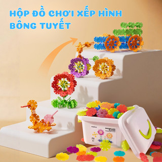 Đồ Chơi Xếp Hình 3D 200 Mảnh Kèm Sách Hướng Dẫn Cho Bé-Hộp Ghép Hình Mideer Snowflake Blocks Giáo Dục Phát Triển Não Bộ