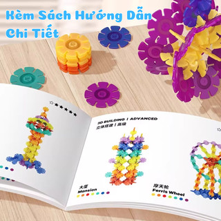 Đồ Chơi Xếp Hình 3D 200 Mảnh Kèm Sách Hướng Dẫn Cho Bé-Hộp Ghép Hình Mideer Snowflake Blocks Giáo Dục Phát Triển Não Bộ