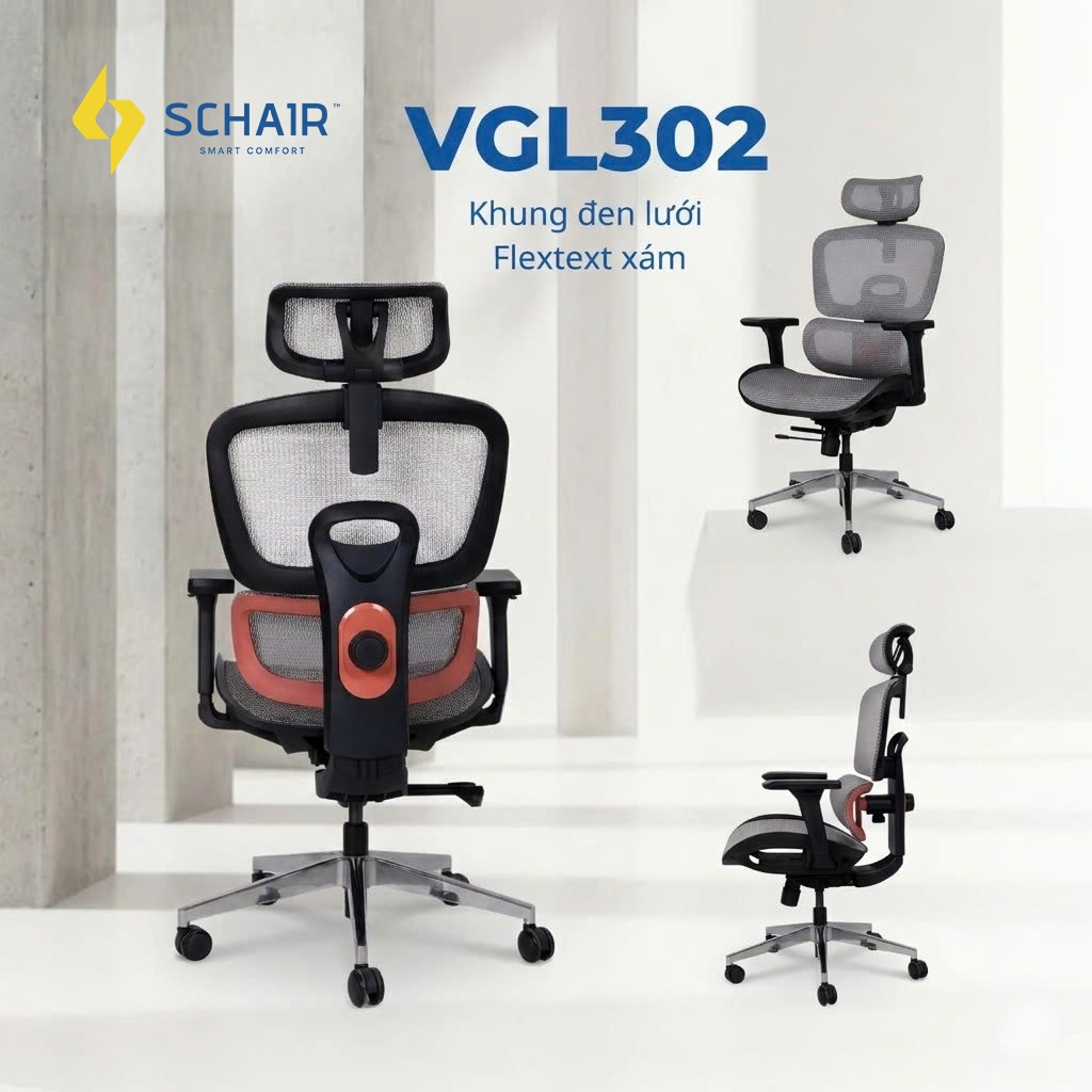 Ghế Công Thái Học VGL302PLUS, Lưới Thoáng Khí,Khung Hợp Kim Nhôm, Piston  4,[Bảo Hành Full 5 Năm] | BigBuy360 - bigbuy360.vn