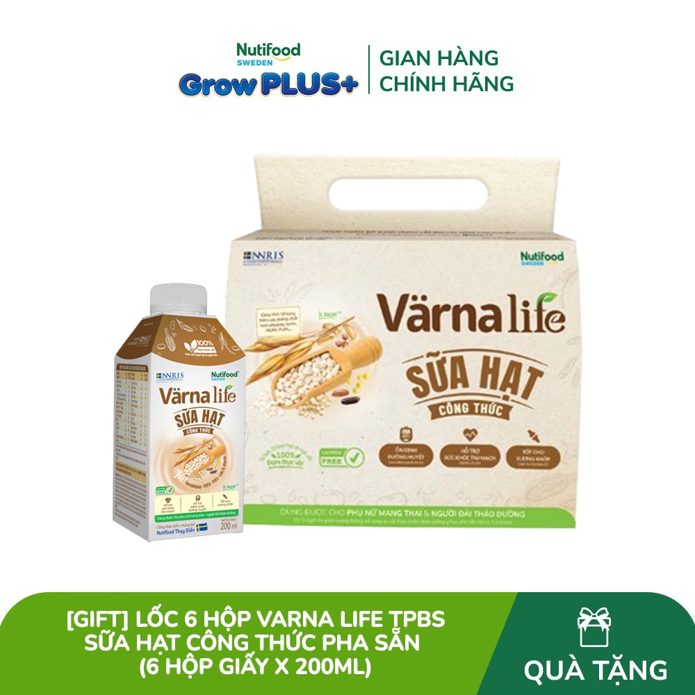 [GIFT] Lốc 6 hộp Varna Life thực phẩm bổ sung sữa hạt công thức pha sẵn (6 hộp giấy x 200ml)