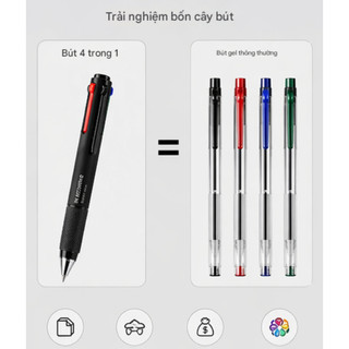 Bút Bi Gel 4 Màu 0.5mm – Bút Bấm 4 Trong 1 Chuyển Màu Tiện Lợi Cho Học Sinh, Văn Phòng