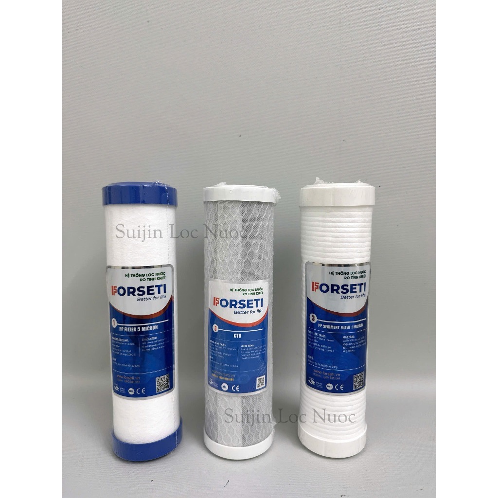 Bộ 3 Lõi Lọc Thô 123 Forseti Sử Dụng Lõi 2 CTO Than Nén Thay Cho Máy Có 3 Cốc Lọc 10 inch Hoặc Máy Model S-S038, U03