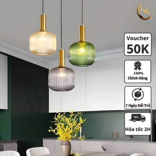 Đèn thả thủy tinh EVA AP175 thả bàn ăn hiện đại đui ống bóng E27 D200mm bảo hành 12 tháng
