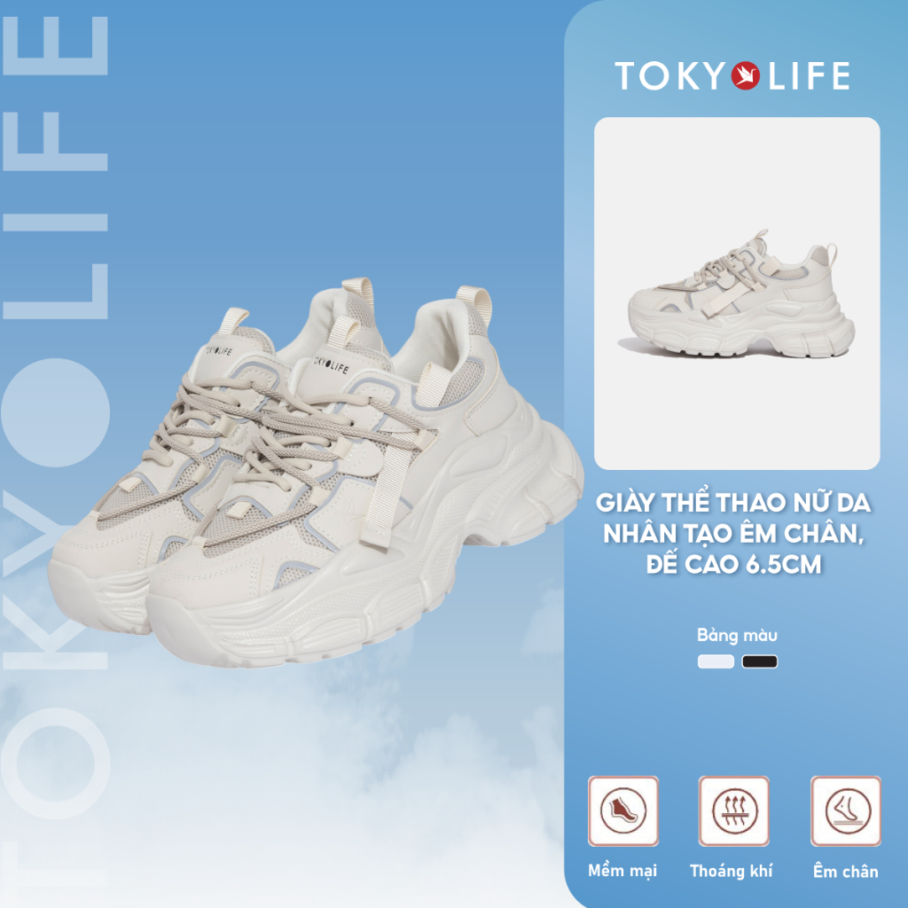 Giày thể thao nữ TOKYOLIFE đế cao 6.5 cm siêu êm chân phong cách thời trang dễ phối đồ 40004372