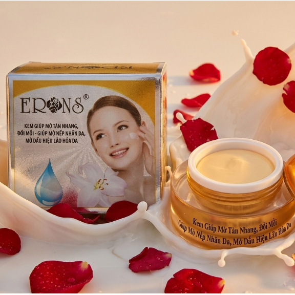 Kem Nám Tàn nhang Trắng da ngừa Nhăn da Đồi mồi Chống lão hóa da ERons 17.2g (Vàng-Xám)