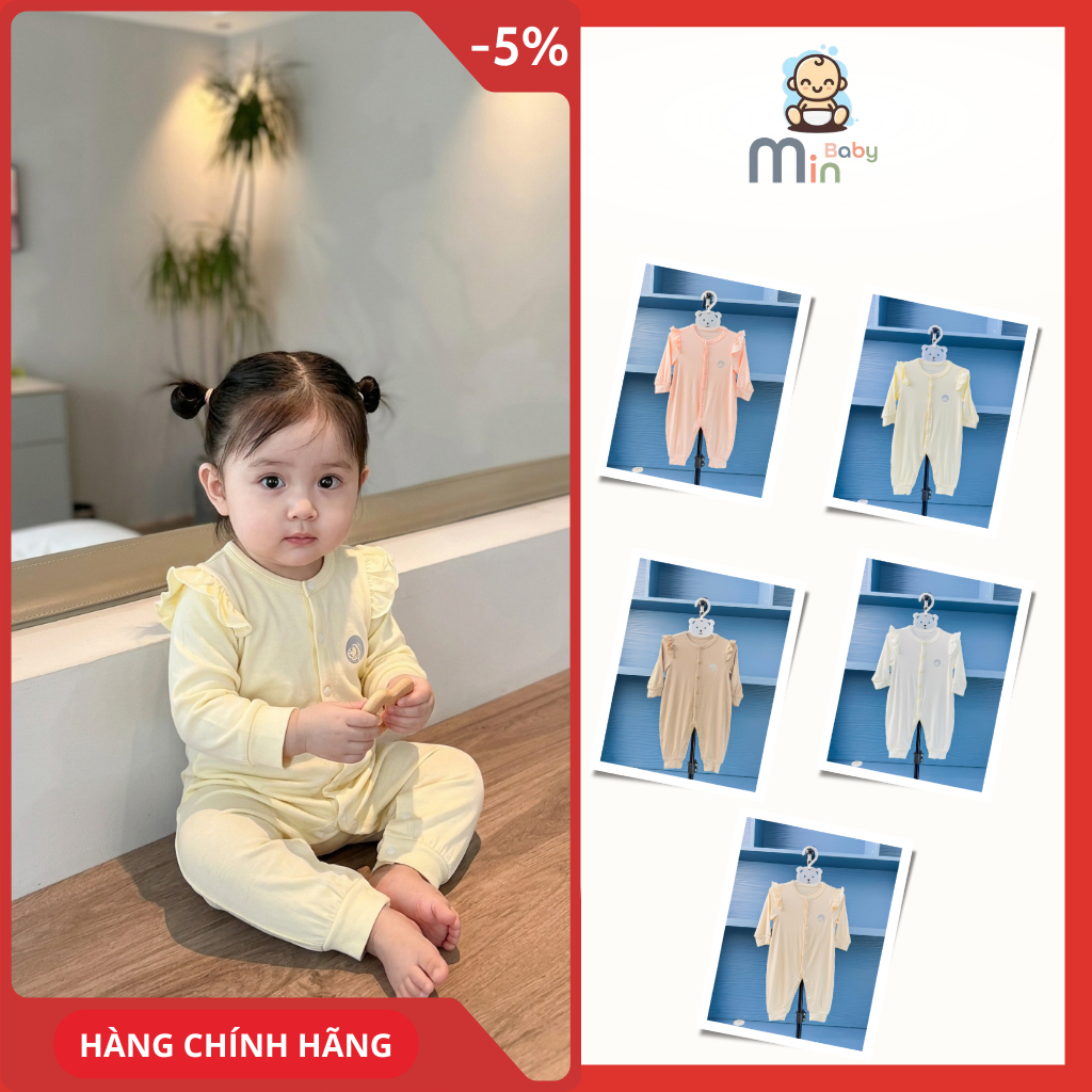 Body Sơ Sinh Bé Gái Dài Tay Vai Cánh Tiên Vải Petit Mềm Mịn Lành Tính - Hàng Chính Hãng AMI0358-3