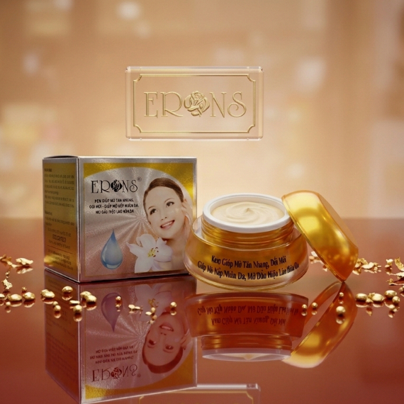 Kem Nám Tàn nhang Trắng da ngừa Nhăn da Đồi mồi Chống lão hóa da ERons 17.2g (Vàng-Xám)