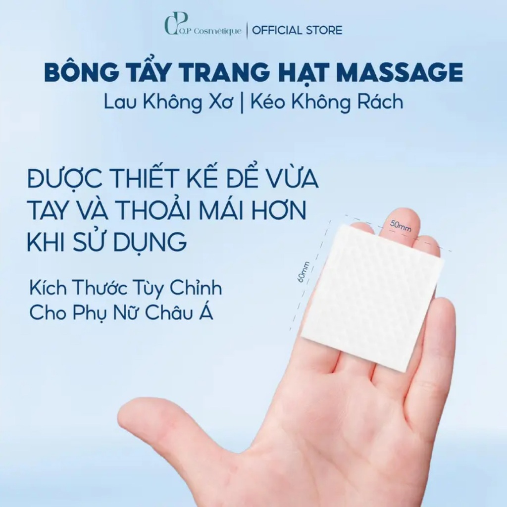 Combo 4 Gói | 600 Miếng Bông Tẩy Trang Q.P Cosmétique Không Xơ Không Rách, Hạt Massage Sạch Sâu