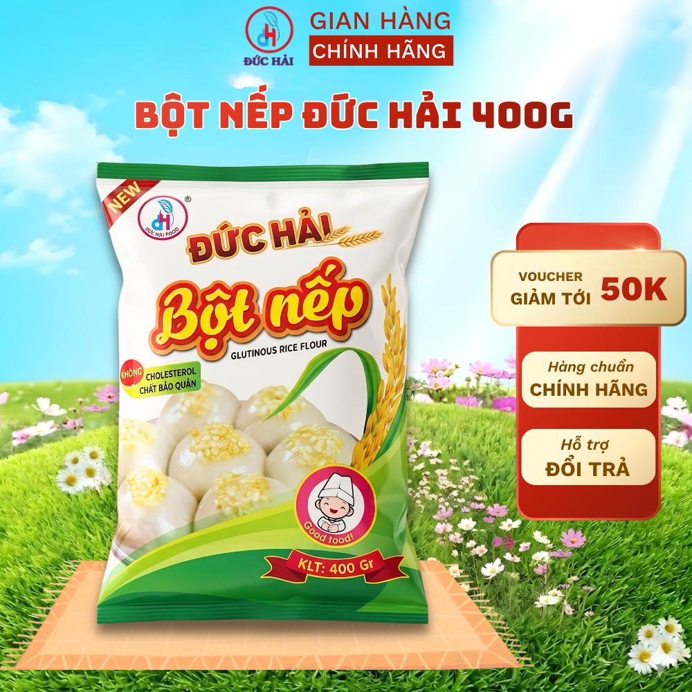 Bột Nếp Đức Hải 400G, Bột Gạo Nếp Mịn Dẻo Làm Bánh Truyền Thống - Đức Hải Food