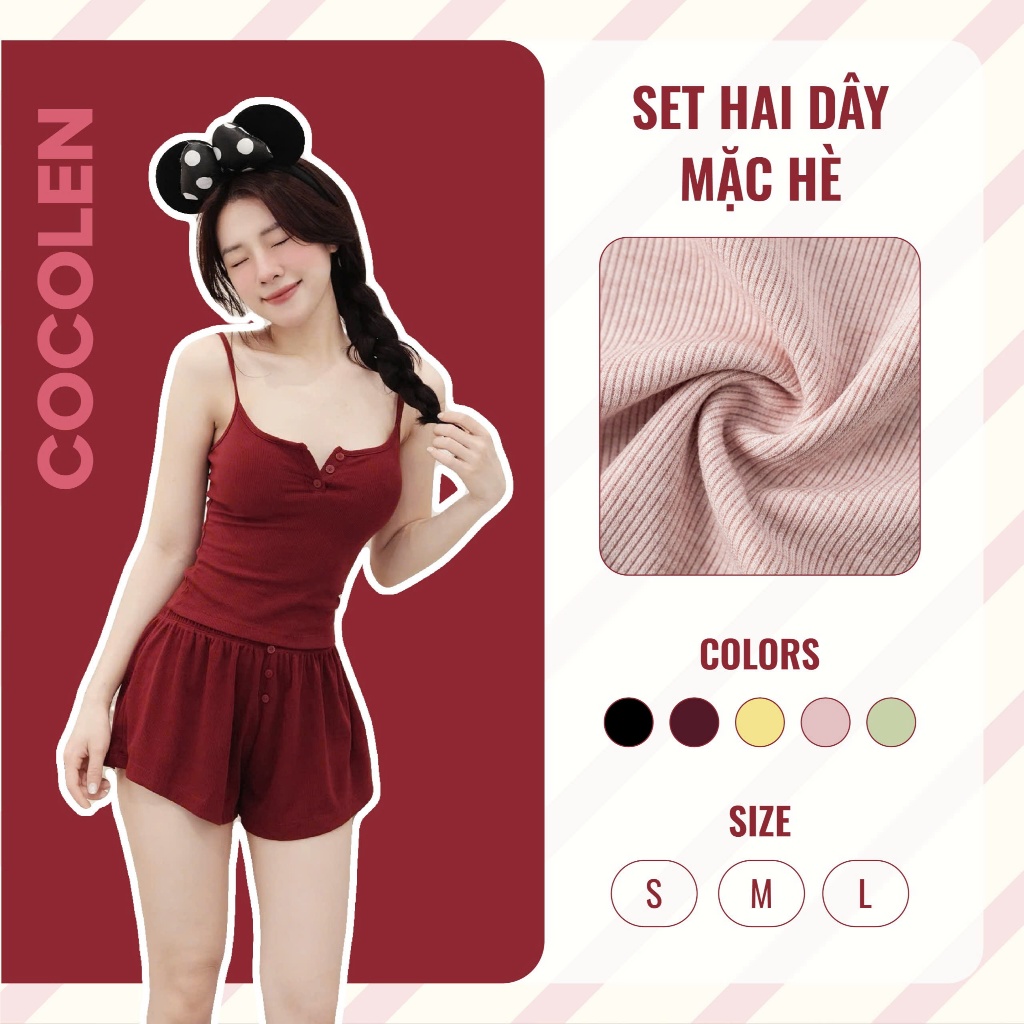 Set 2 Dây [KHÔNG MÚT] Mặc Hè Đi Biển, Mặc ở Nhà COCOLEN - Chất Liệu Tăm Muối Tiêu Lạ Mắt, Co Giãn Thoải Mái, Mát Mẻ S071