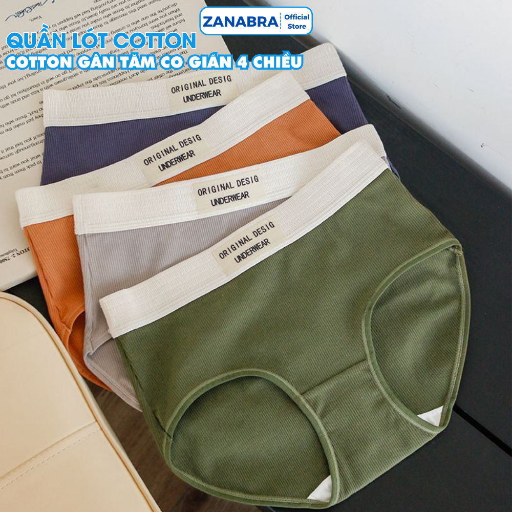 Quần lot nữ cotton gân tăm đáy lót kháng khuẩn khử mùi, Quần chip nữ kiểu dáng trẻ trung năng động ZANABRA L1226