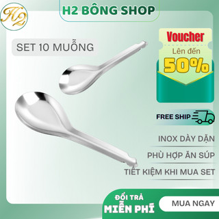 Set 10 Muỗng Inox, Thìa Ăn Súp Inox Cao Cấp Không Gỉ