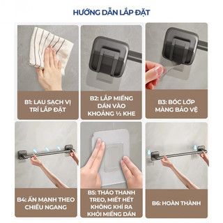Thanh treo khăn mặt nhà tắm và giá để dép gắn tường không cần khoan cho phòng tắm , có lỗ thoát nước HomieTech