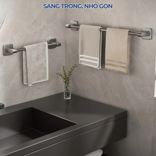 Thanh treo khăn mặt nhà tắm và giá để dép gắn tường không cần khoan cho phòng tắm , có lỗ thoát nước HomieTech