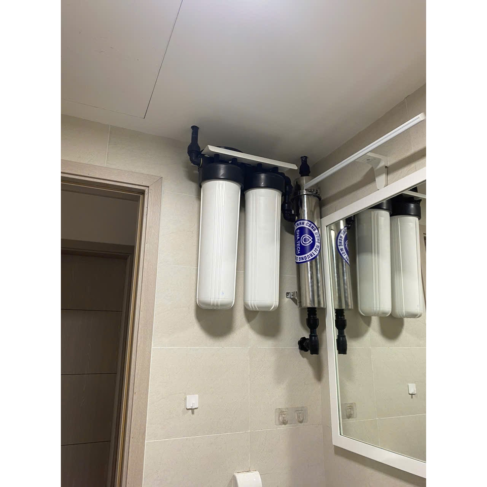 Bộ Lọc Tổng Cho Nước Sinh Hoạt Gồm 2 Cốc Béo Lắp Sẵn (Kèm Lõi)+ Máy UF Lọc Sạch Các Cặn Bẩn , Vi Khuẩn, Rong Rêu...