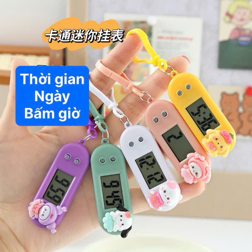 Đồng Hồ Điện Tử Mini Móc Khóa Dễ Thương – Đồng Hồ Bấm Giờ Im Lặng Cho Học Sinh, Đồng Hồ Bỏ Túi Mini
