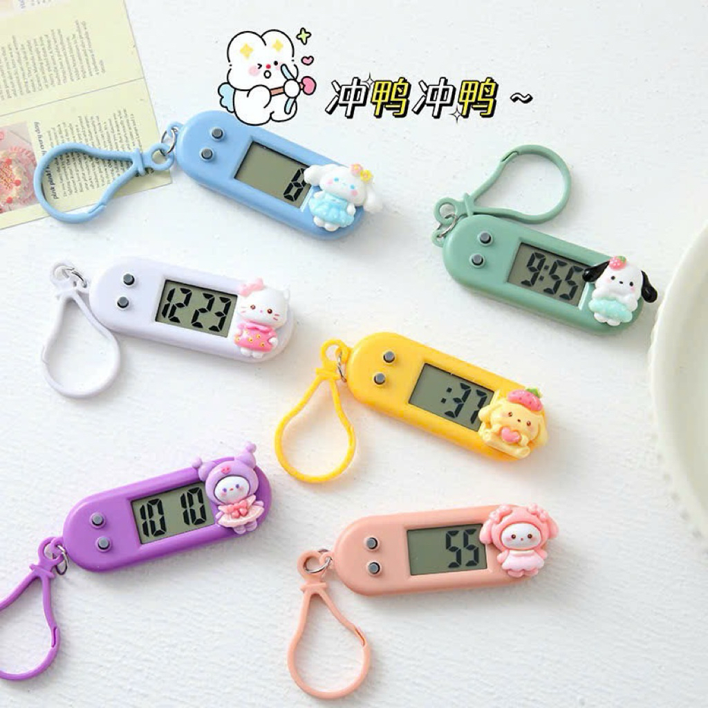 Đồng Hồ Điện Tử Mini Móc Khóa Dễ Thương – Đồng Hồ Bấm Giờ Im Lặng Cho Học Sinh, Đồng Hồ Bỏ Túi Mini