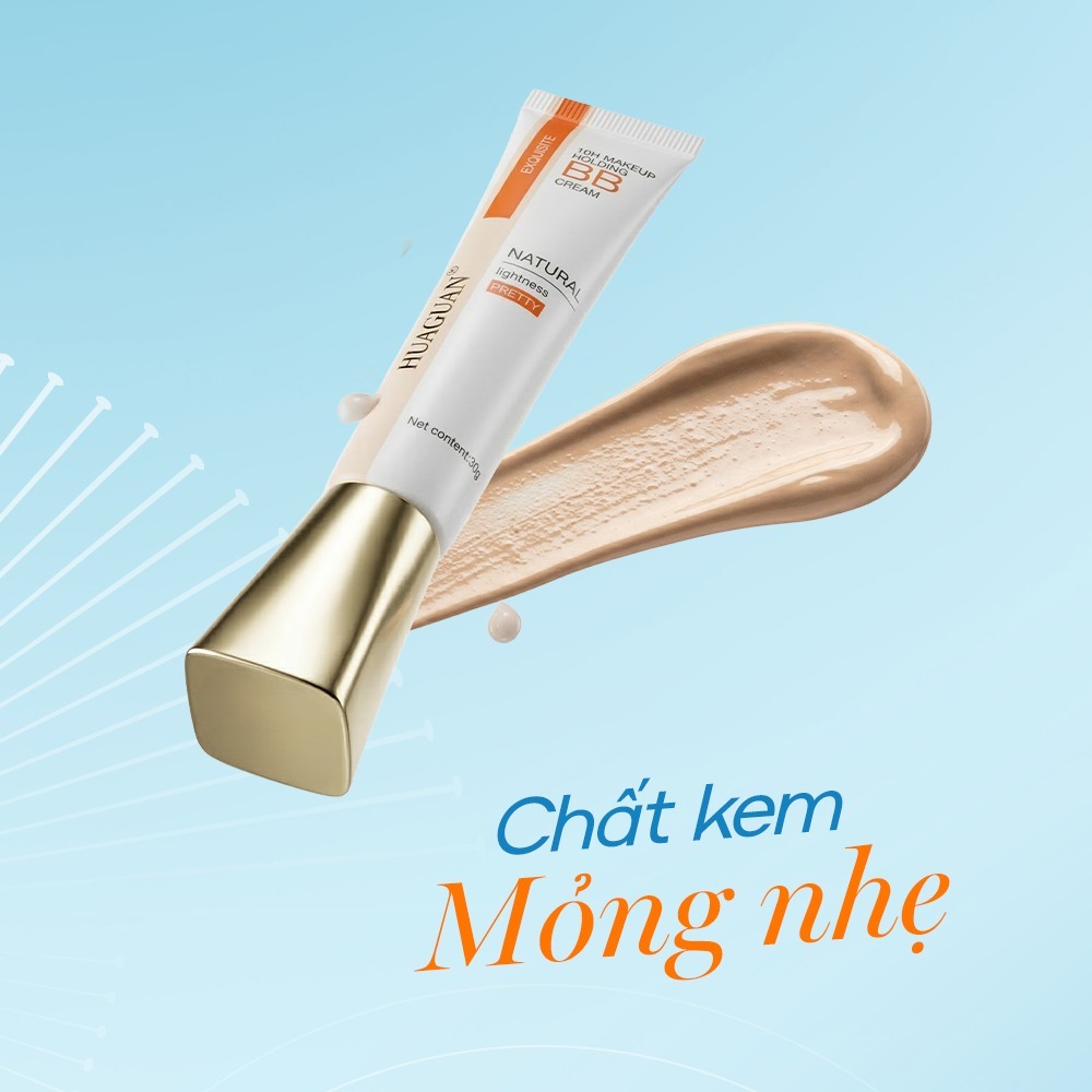 Kem Nền 10H Huaguan, che khuyết điểm, chống nắng và dưỡng ẩm 30g 10H - BB Cream