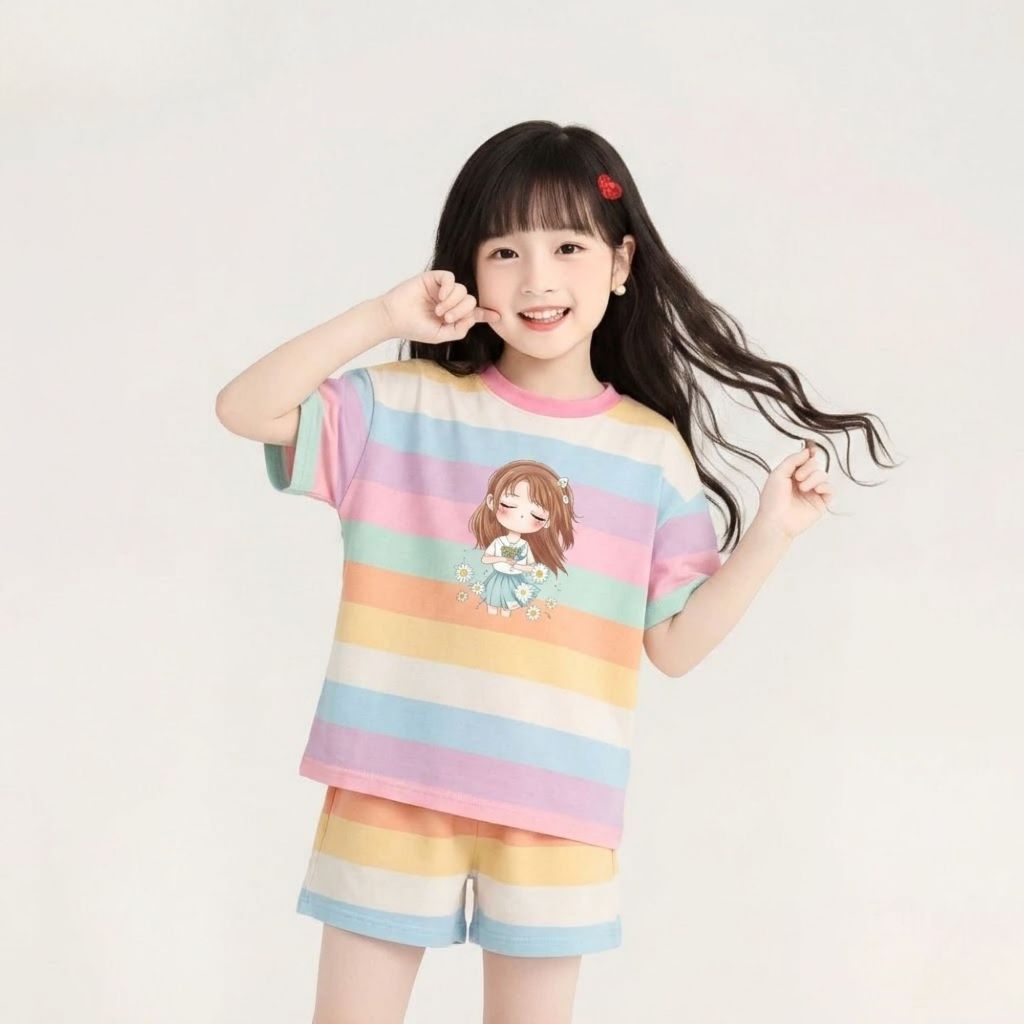 Bộ bé gái 7 sắc mùa hè sz 9- 45kg chất tixi mềm mại thoáng mát