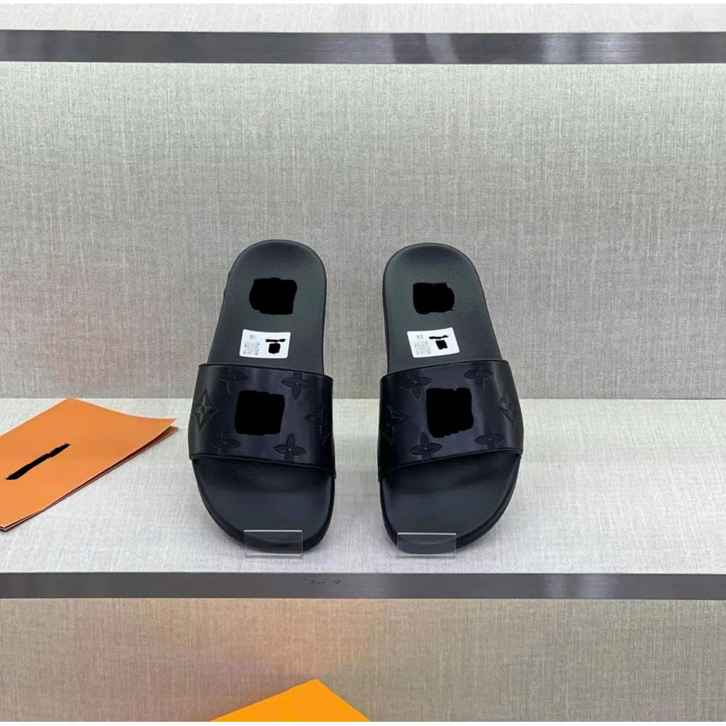 ⚡️[Hight Quality] Dép Quai Ngang \/ Nam Nữ Black Full Box - Điểm Nhấn Hoa Dập Phối Kẻ Cao Cấp Loại 1
