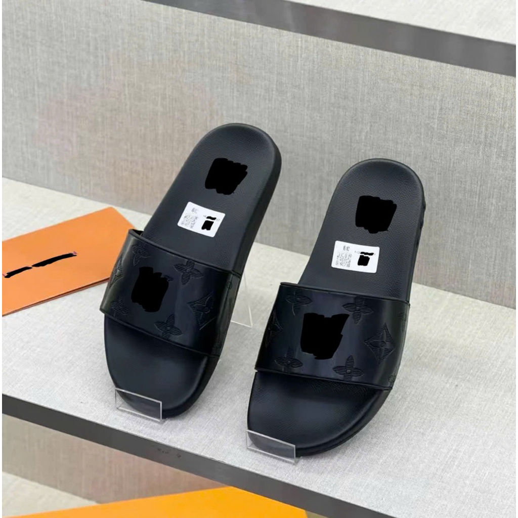 ⚡️[Hight Quality] Dép Quai Ngang \/ Nam Nữ Black Full Box - Điểm Nhấn Hoa Dập Phối Kẻ Cao Cấp Loại 1
