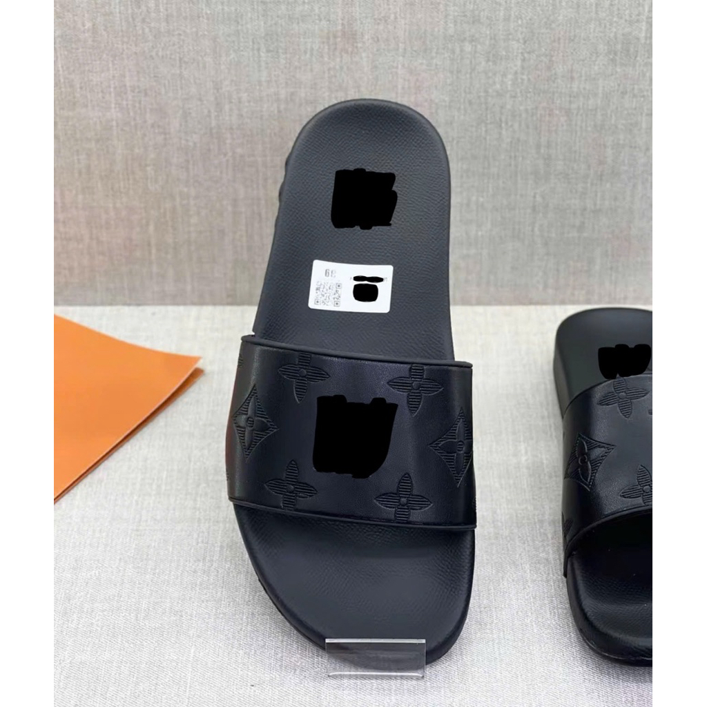 ⚡️[Hight Quality] Dép Quai Ngang \/ Nam Nữ Black Full Box - Điểm Nhấn Hoa Dập Phối Kẻ Cao Cấp Loại 1
