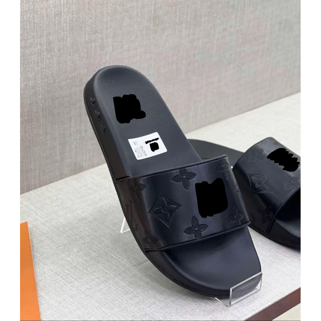 ⚡️[Hight Quality] Dép Quai Ngang \/ Nam Nữ Black Full Box - Điểm Nhấn Hoa Dập Phối Kẻ Cao Cấp Loại 1