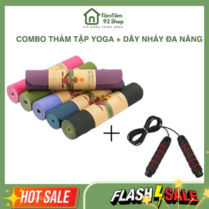 Combo Thảm Tập Yoga + Dây Nhảy Đa Năng Cao Cấp - Tiện Dụng Thể Dục Thể Thao Tại Nhà, Thảm Tập GYM Tập Luyện