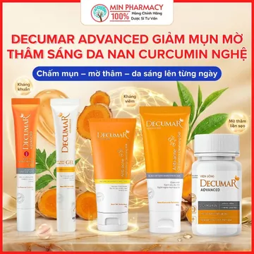 Bộ sản phẩm DECUMAR ADVANCED Giảm mụn Mờ thâm Sáng da Nano curcumin Nghệ - Minpharmacy
