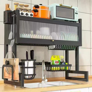 Giá để chén đĩa có nắp đậy, Kệ chén có nắp đậy thép cacbon Kệ bát trên bồn rửa bát 65-125CM