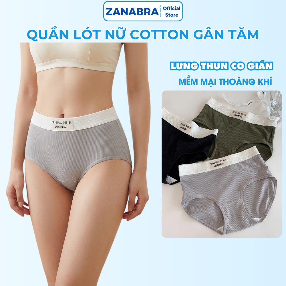 Quần lot nữ cotton gân tăm đáy lót kháng khuẩn khử mùi, Quần chip nữ kiểu dáng trẻ trung năng động ZANABRA L1226
