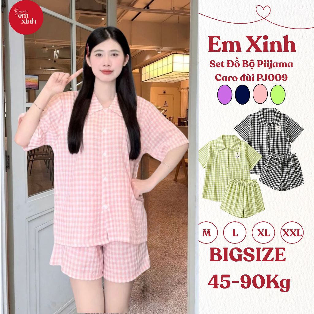 Set Đồ Bộ Piijama Caro Áo Ngắn Tay Kèm Quần Đùi Chất Cotton Dày Dặn Mát Mẽ ( Tặng Kèm Charm) -PJ009