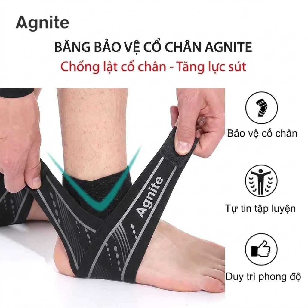 [1 đôi] Đai cổ chân băng quấn bảo vệ mắt cá chân Agnite chính hãng thích hợp sử dụng chơi thể thao