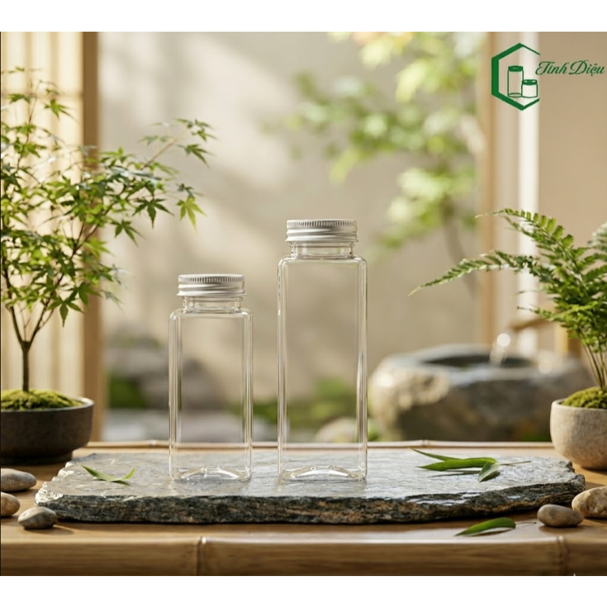 [Sỉ Tận Xưởng] Set 25 Chai Nhựa PET Nhiều Hình Dáng 300-500ml Nắp Nhôm Đựng Trà Sữa Nước Ép Cafe